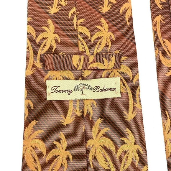 Tommy Bahama Men's Woven Silk Necktie Palm Trees Made in USA Brown Burnt Orange - Picture 6 of 10